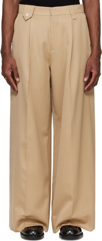 Photo: Simone Rocha Beige Wide Leg Belt Loop Tab Trousers