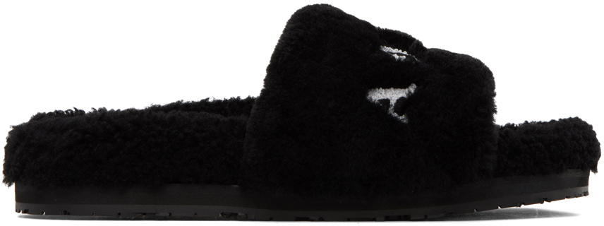 AMIRI Black Lux Shearling Slippers