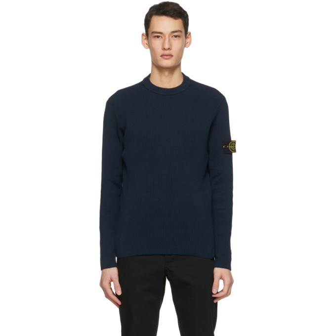 Photo: Stone Island Blue Rib Knit Sweater