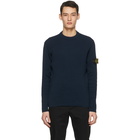 Stone Island Blue Rib Knit Sweater