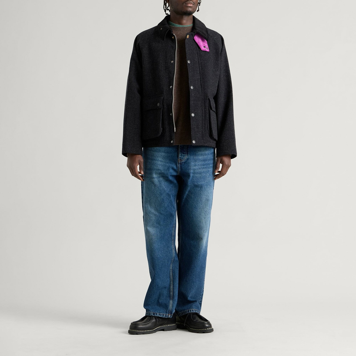 Barbour Men's x Paul Smith Transport Wool Jacket in Charcoal