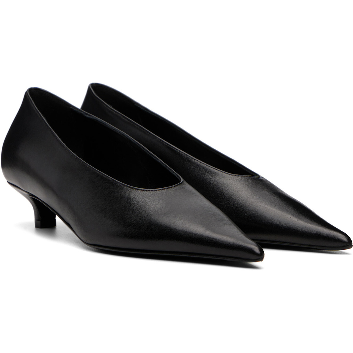 TOTEME Black Sharp Nappa Kitten Heels