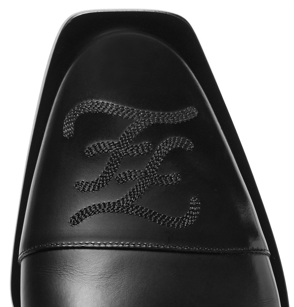 Fendi - Logo-Embroidered Leather Derby Shoes - Black Fendi