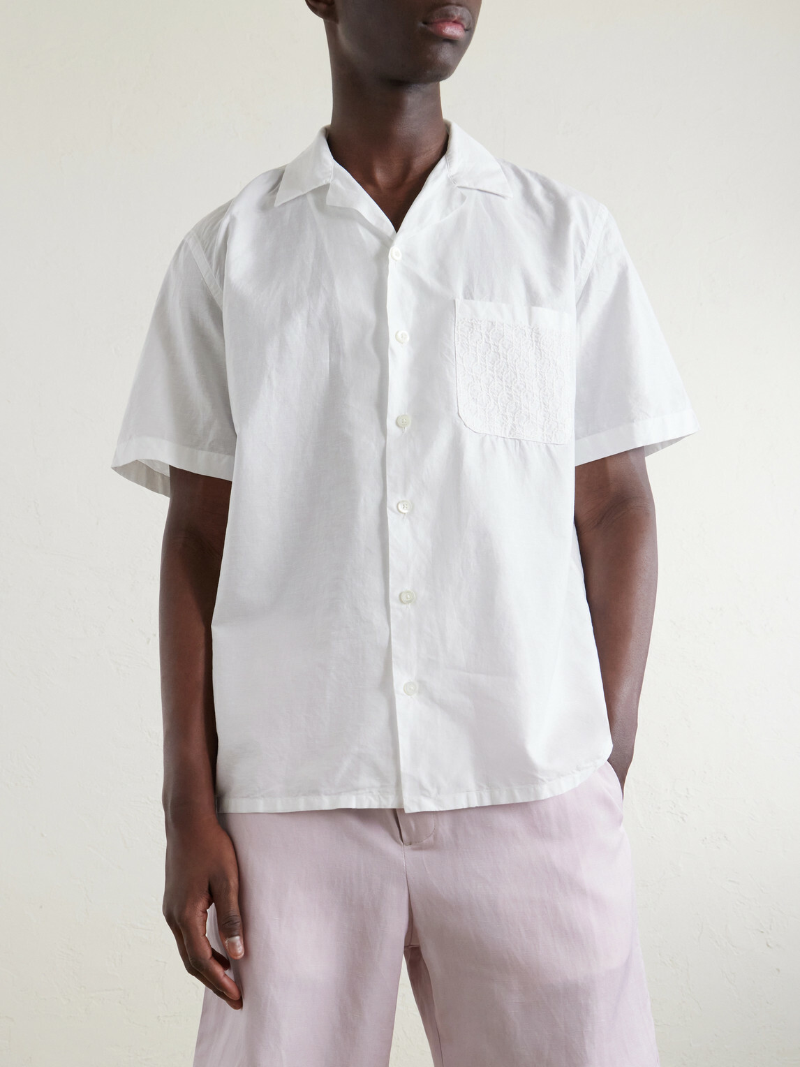 Canali - Camp-Collar Cotton and Linen-Blend Shirt - Neutrals