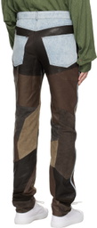 Acne Studios Brown Patchwork Leather Pants