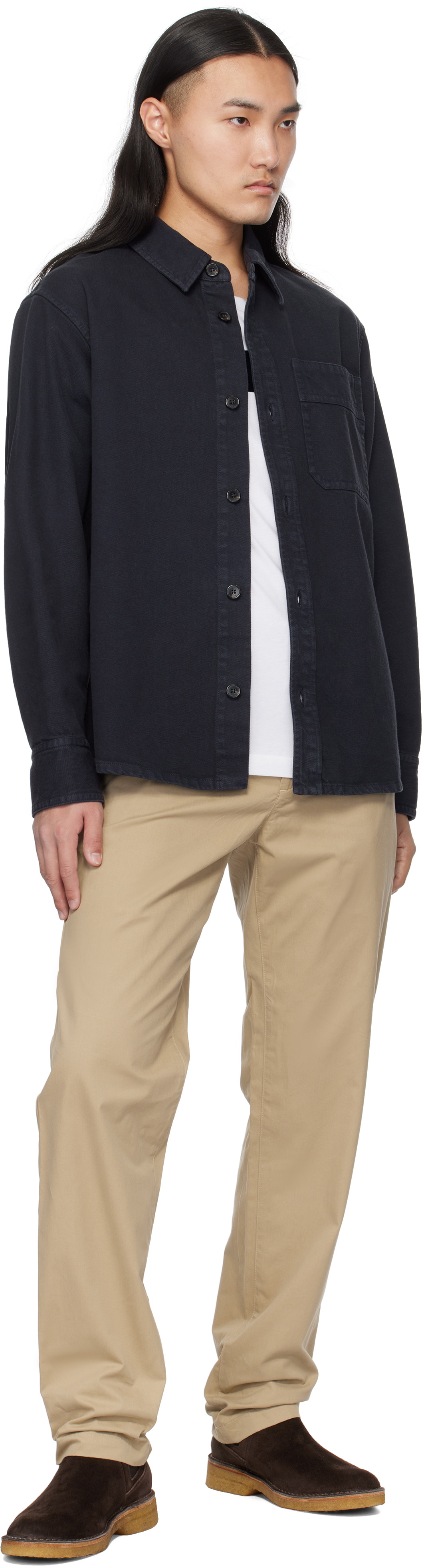 A.P.C. Navy Basile Brodée Poitrine Overshirt