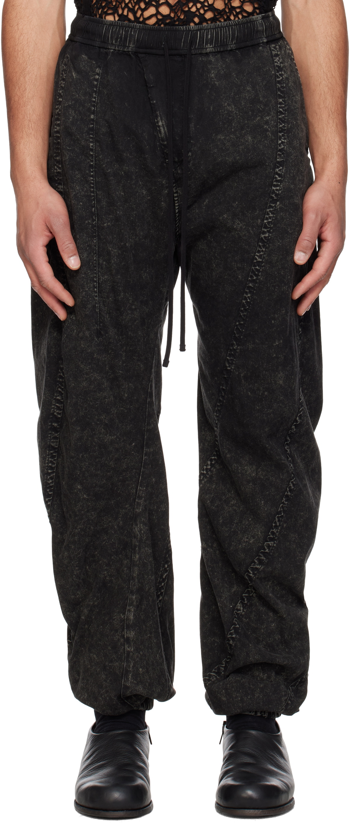 Julius Black Geometric Over Crotch Trousers Julius