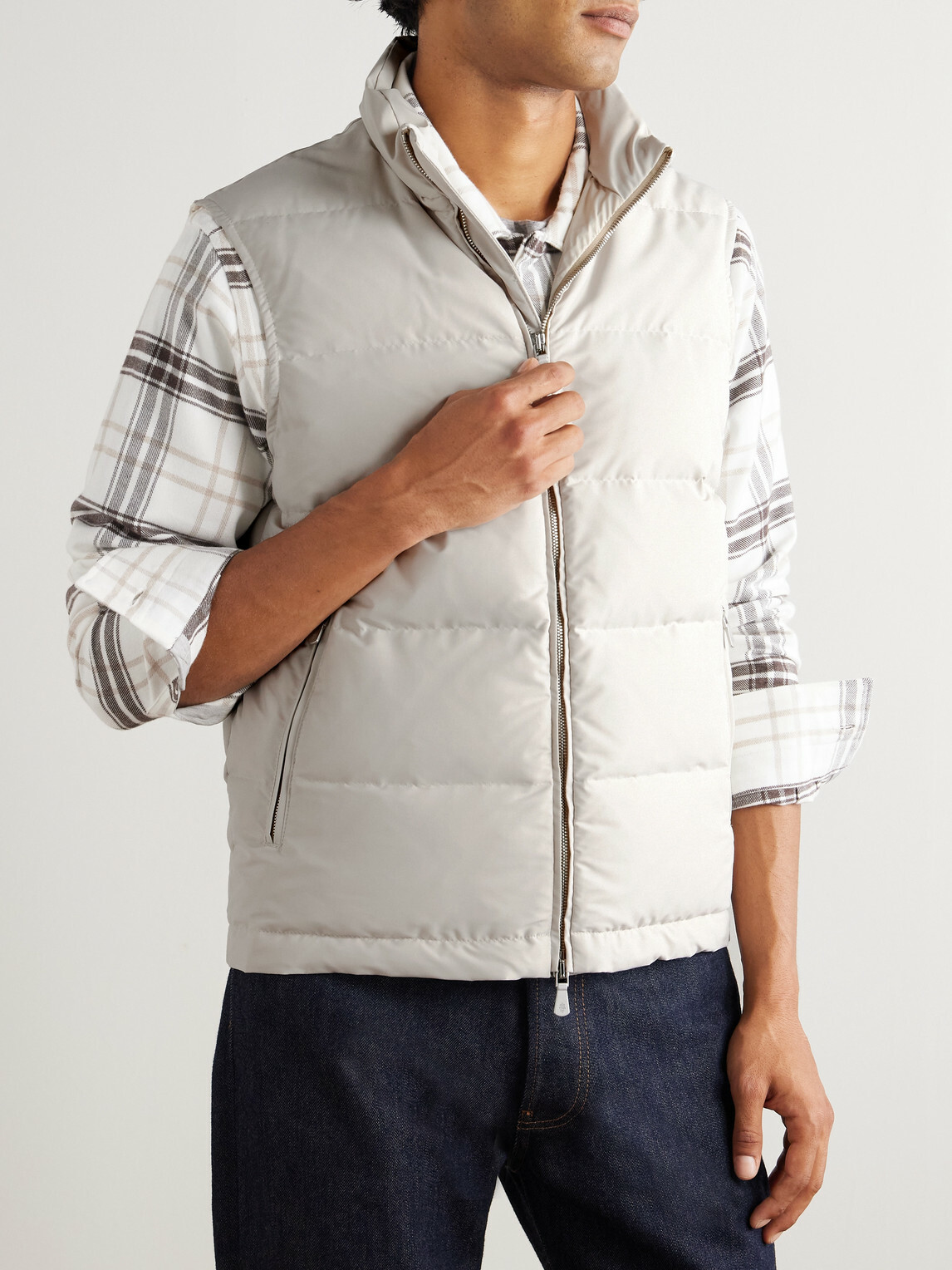 Eleventy - Quilted Tech Wool-Blend Down Gilet - Gray