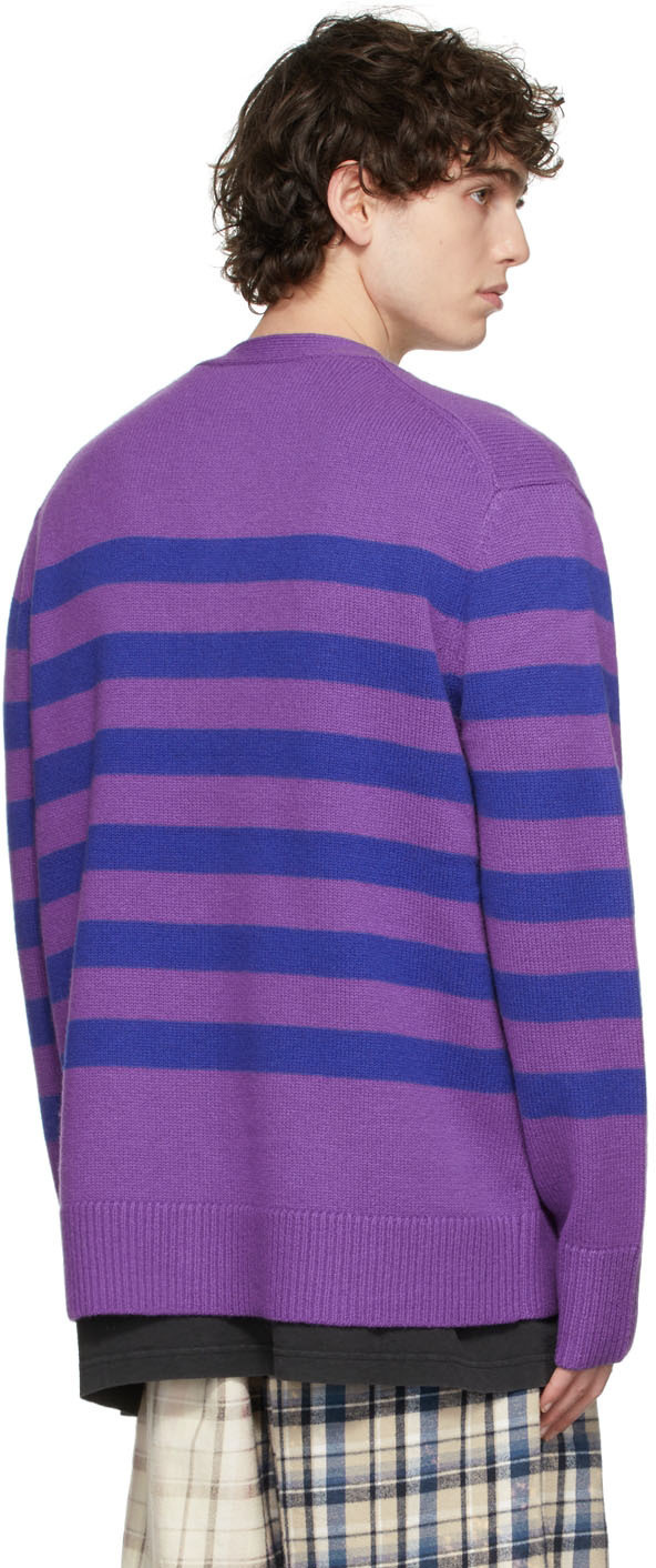 Acne Studios Purple Blue Kimano Stripe Face Cardigan Acne Studios