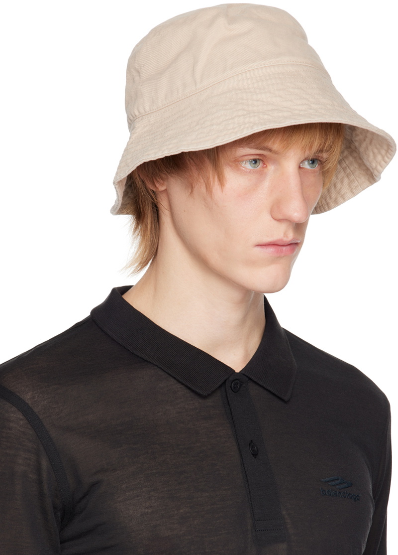 Balenciaga Beige Logo Denim Bucket Hat Balenciaga