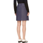 Richard Nicoll Blue Twill Twist Pleat Skirt