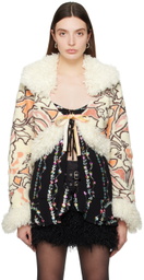 Anna Sui Off-White Nouveau Embroidered Cardigan