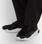Fendi - Logo-Jacquard Leather and Mesh Sneakers - Black