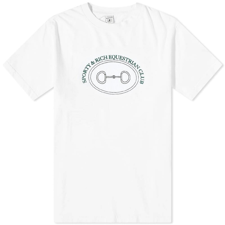 Photo: Sporty & Rich Men's Equestrian T-Shirt in White/Forest