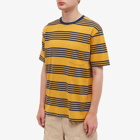 Beams Plus Men's Stripe Nep Pocket T-Shirt in Mustard