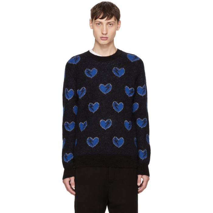 Saint Laurent Black Heart and Lightning Bolt Sweater Saint Laurent