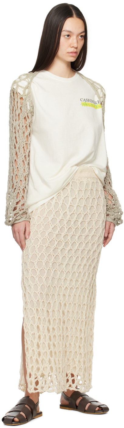 The Elder Statesman Beige Layered Midi Skirt