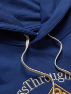 CASABLANCA - Embroidered Organic Cotton-Jersey Hoodie - Blue - S