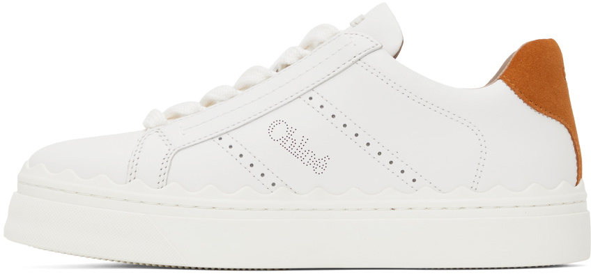 Chloé White & Orange Lauren Sneakers Chloe