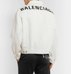 Balenciaga - Oversized Logo-Embroidered Denim Jacket - Cream