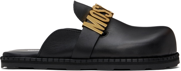 Photo: Moschino Black Lettering Logo Slip-on Loafers
