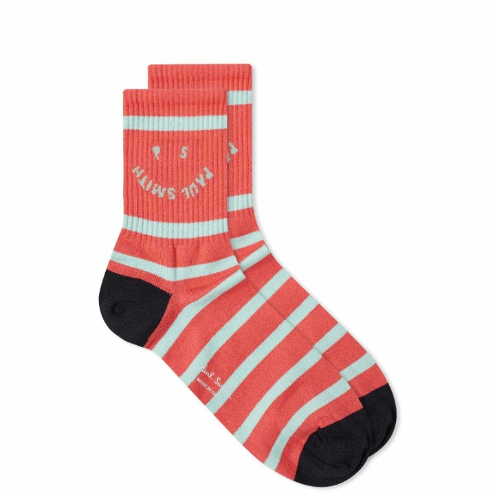 Photo: Paul Smith Men's Stripey Happy Socks in Pink