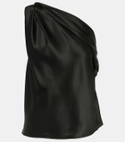 The Sei Draped one-shoulder silk satin top