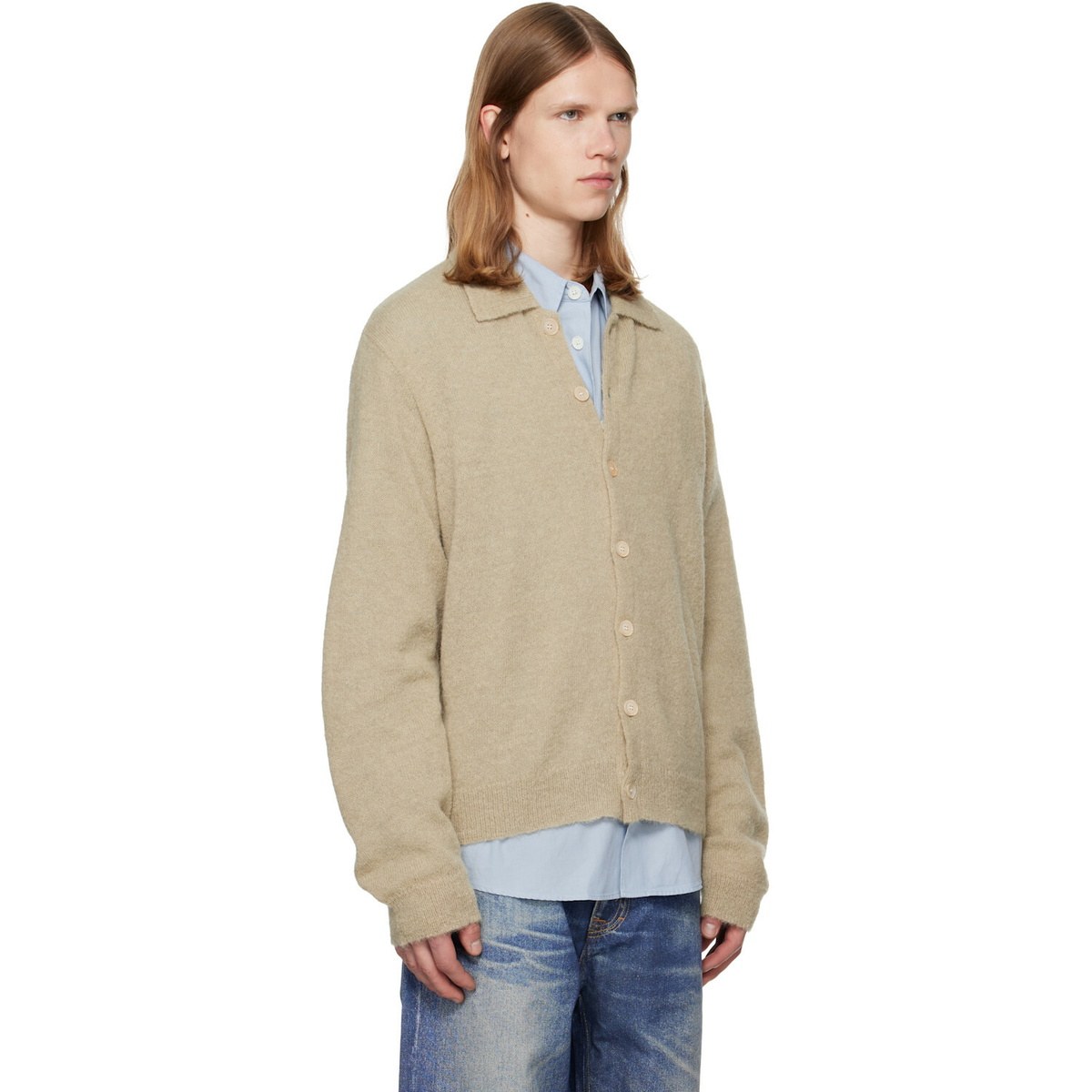 OUR LEGACY Beige Evening Polo Cardigan