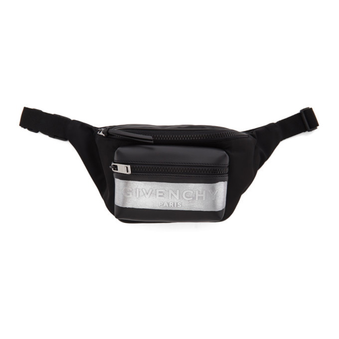 Photo: Givenchy Black and Silver Latex Logo Bum Bag