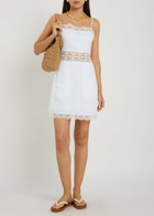 Staud Amalina Lace and Linen Mini Dress White