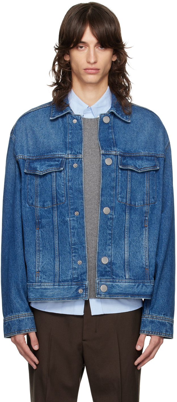 AMI Paris Blue Trucker Denim Jacket