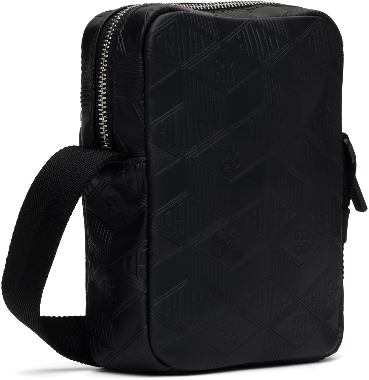 Hugo Black Embossed Logo Messenger Bag