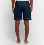 Cleverly Laundry - Piped Garment-Dyed Washed-Cotton Pyjama Shorts - Blue