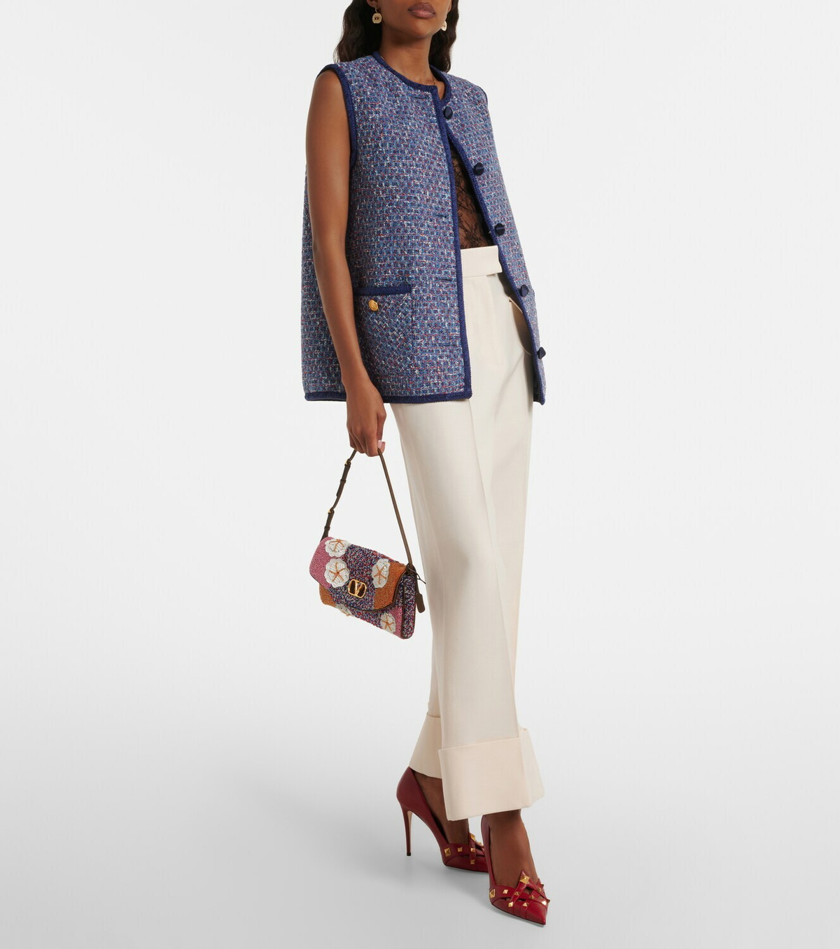 Valentino Garavani DeVain Small floral embellished shoulder bag