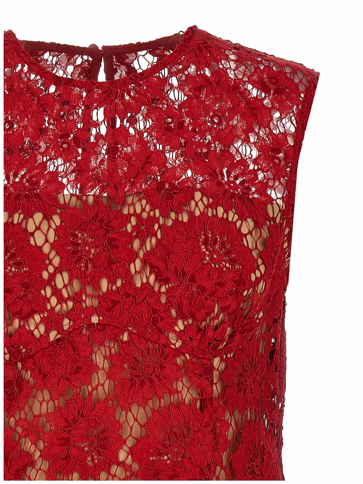 self-portrait red Fine Lace Pearl Mini Dress Self-Portrait