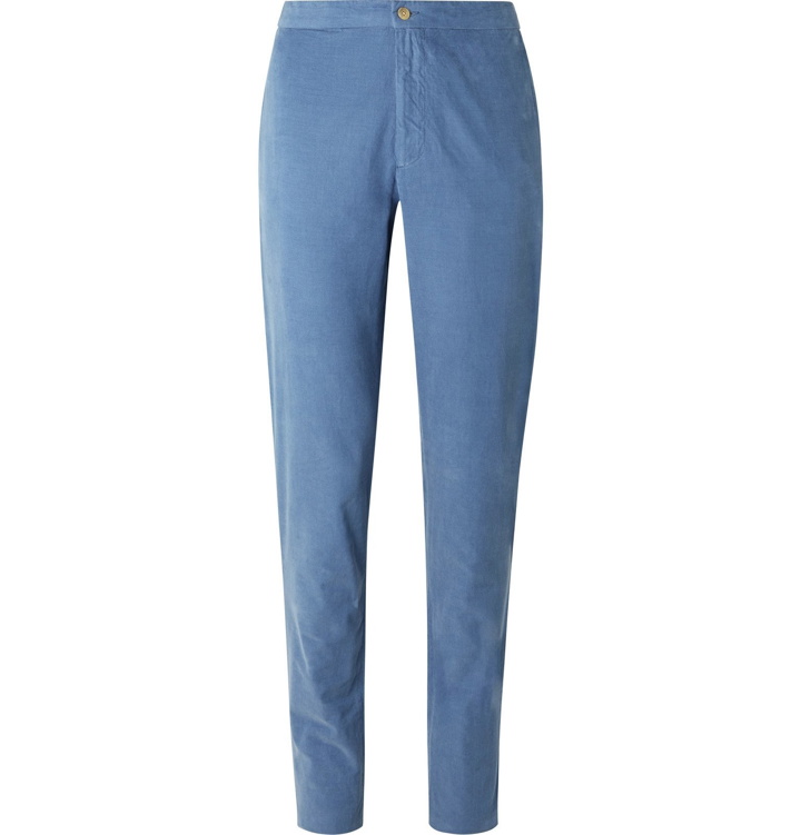 Photo: Boglioli - Light-Blue Slim-Fit Cotton-Corduroy Drawstring Suit Trousers - Blue