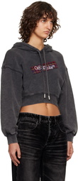 Off-White Gray Bookish Crop Logo Hoodie