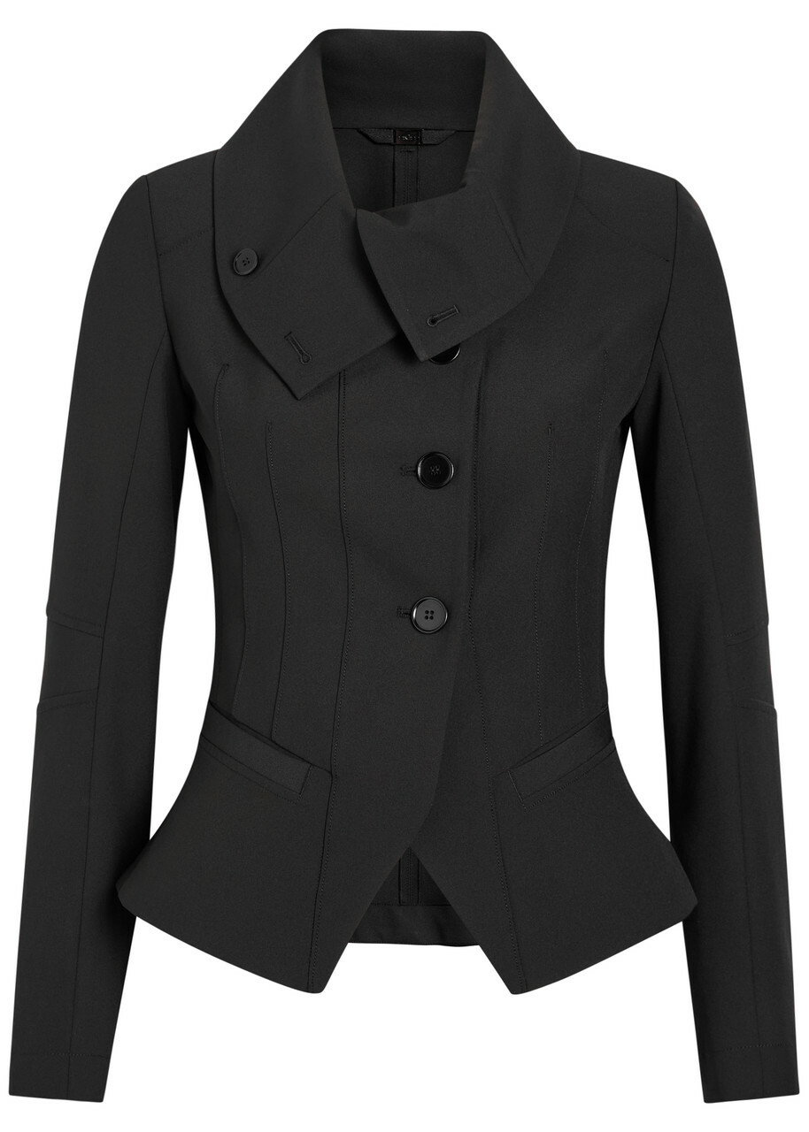 High Scrunch Panelled Crepe Jacket Black