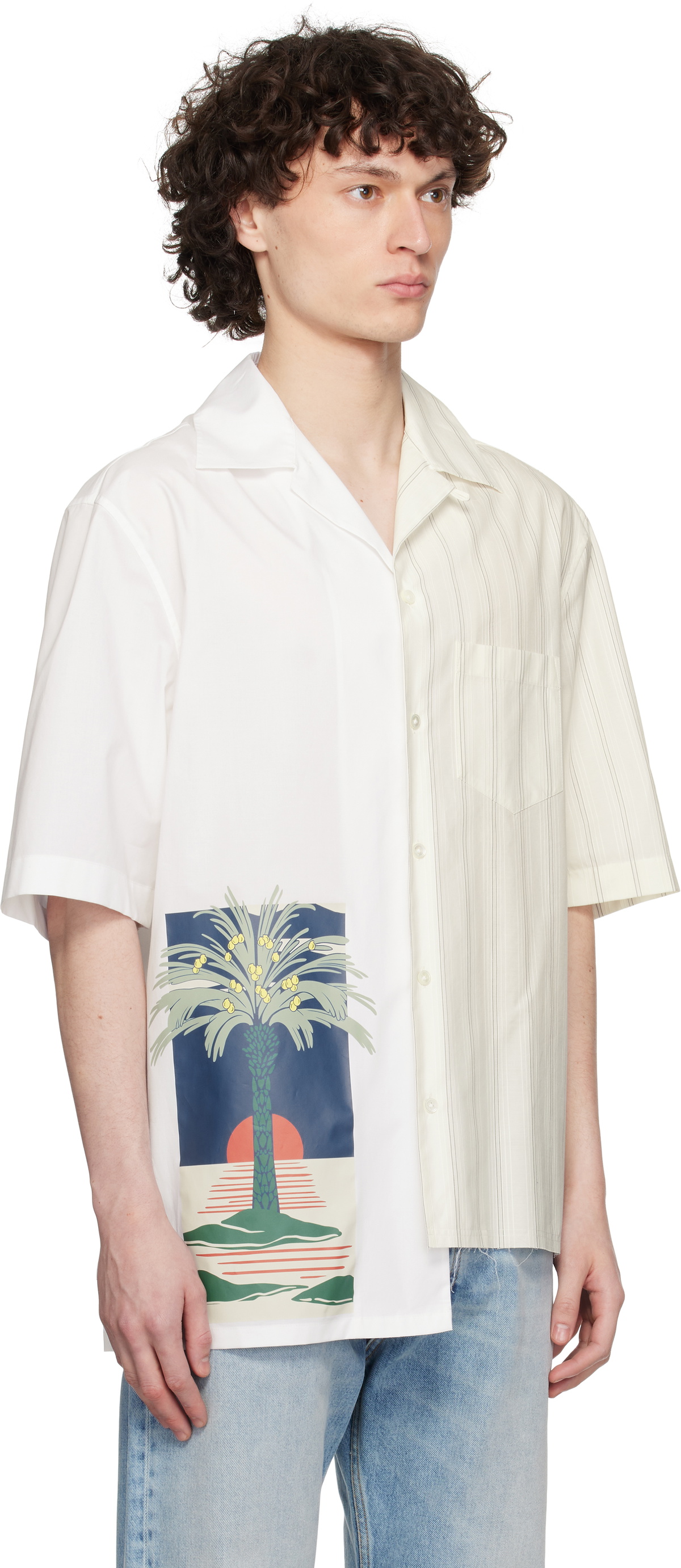 入荷now 安全 Lanvin Lanvin Shirt Asymmetric Printed Off-White トップス