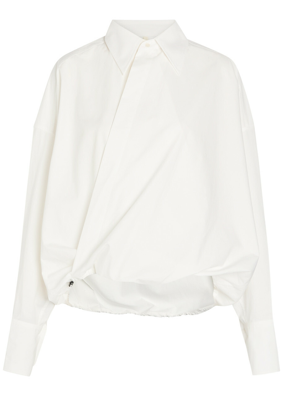 Petar Petrov Wrap-effect Cotton-poplin Shirt White