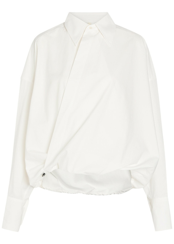 Photo: Petar Petrov Wrap-effect Cotton-poplin Shirt White