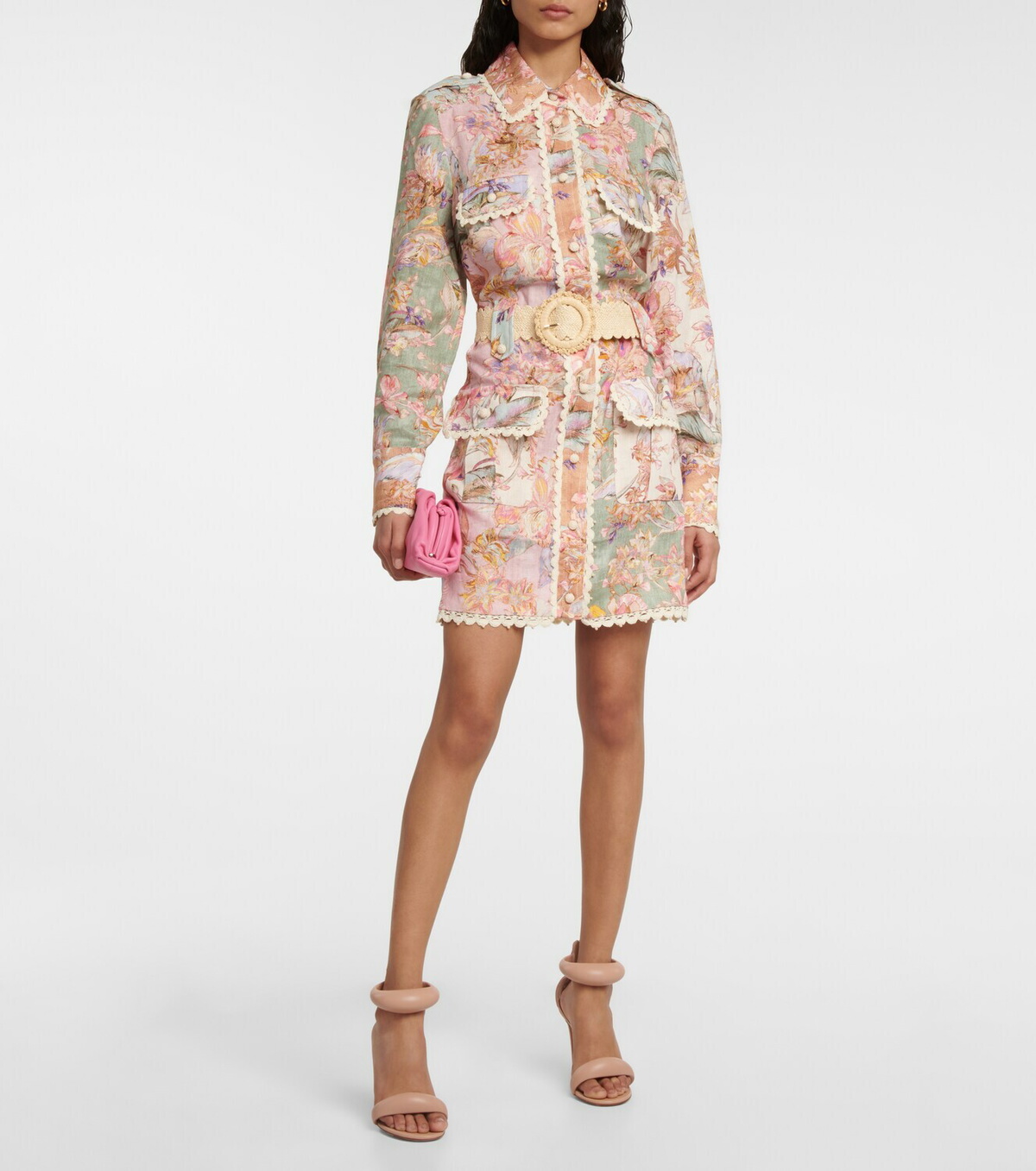 Zimmermann - Cira belted floral linen minidress Zimmermann