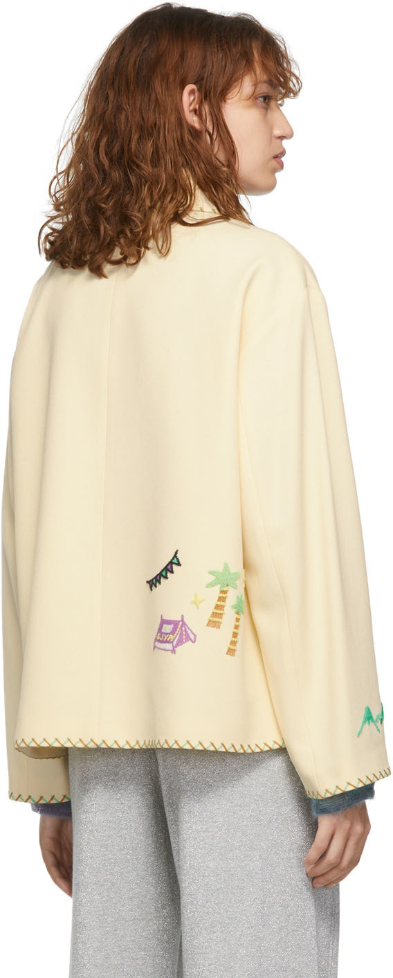 SJYP Beige Festival Embroidery Jacket