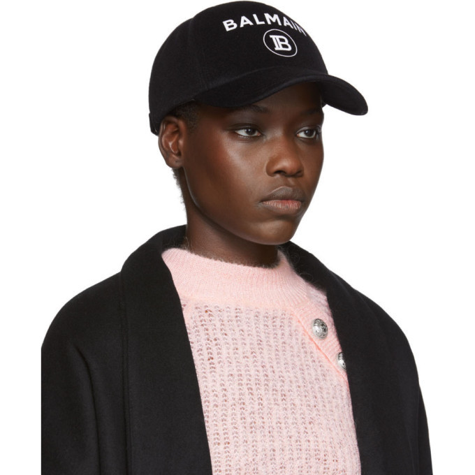 Balmain Black Wool Logo Cap Balmain