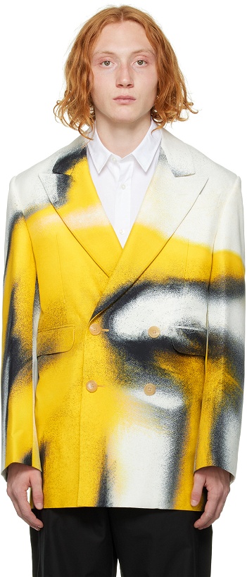 Photo: Alexander McQueen Yellow & White Graphic Blazer