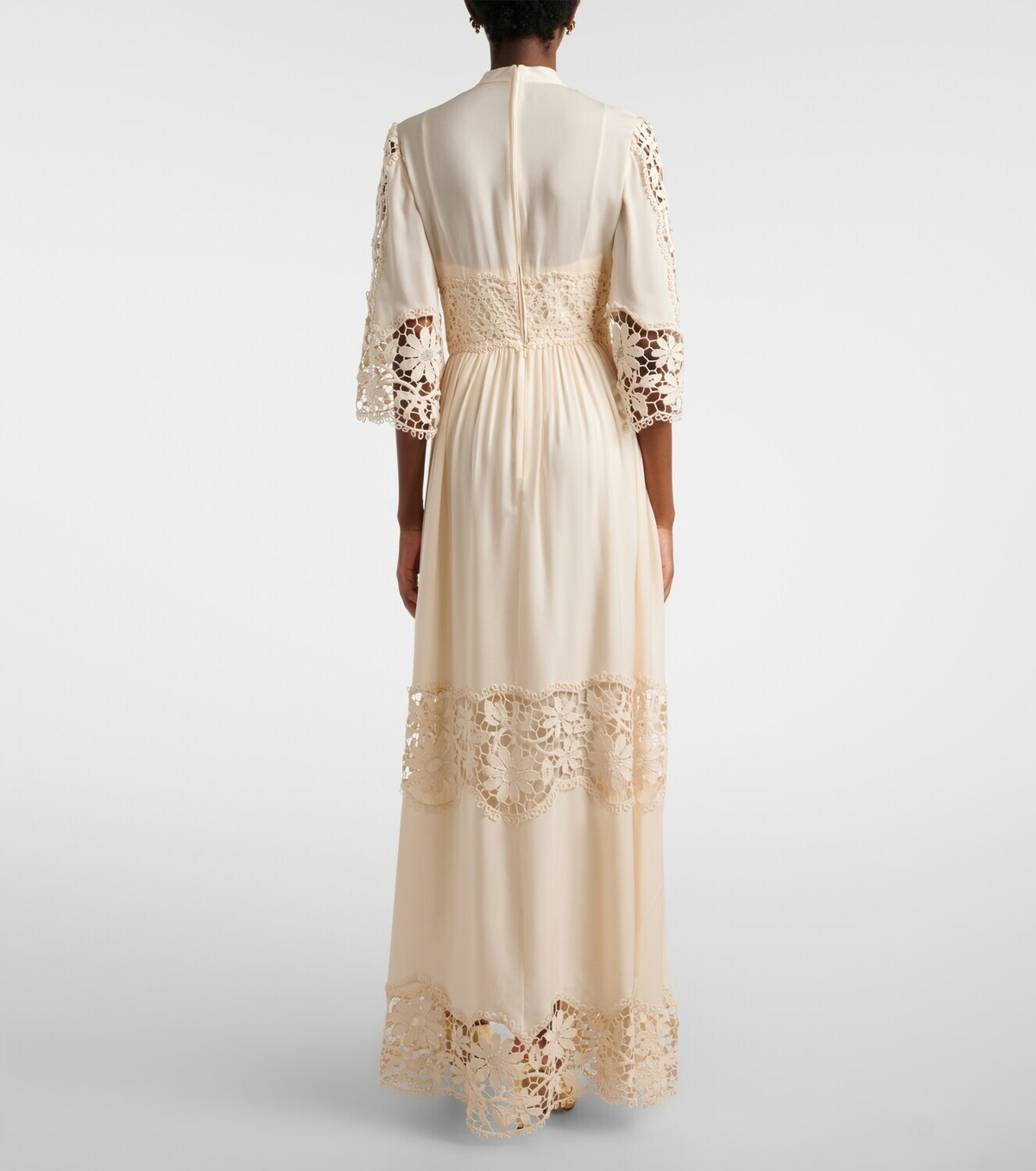 Elie Saab Georgette and macramé gown