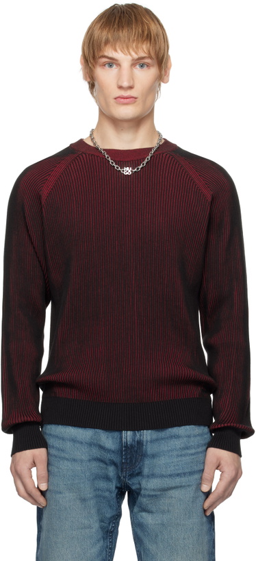Photo: Hugo Black & Red Cotton Two-Tone Ribbing Sweater