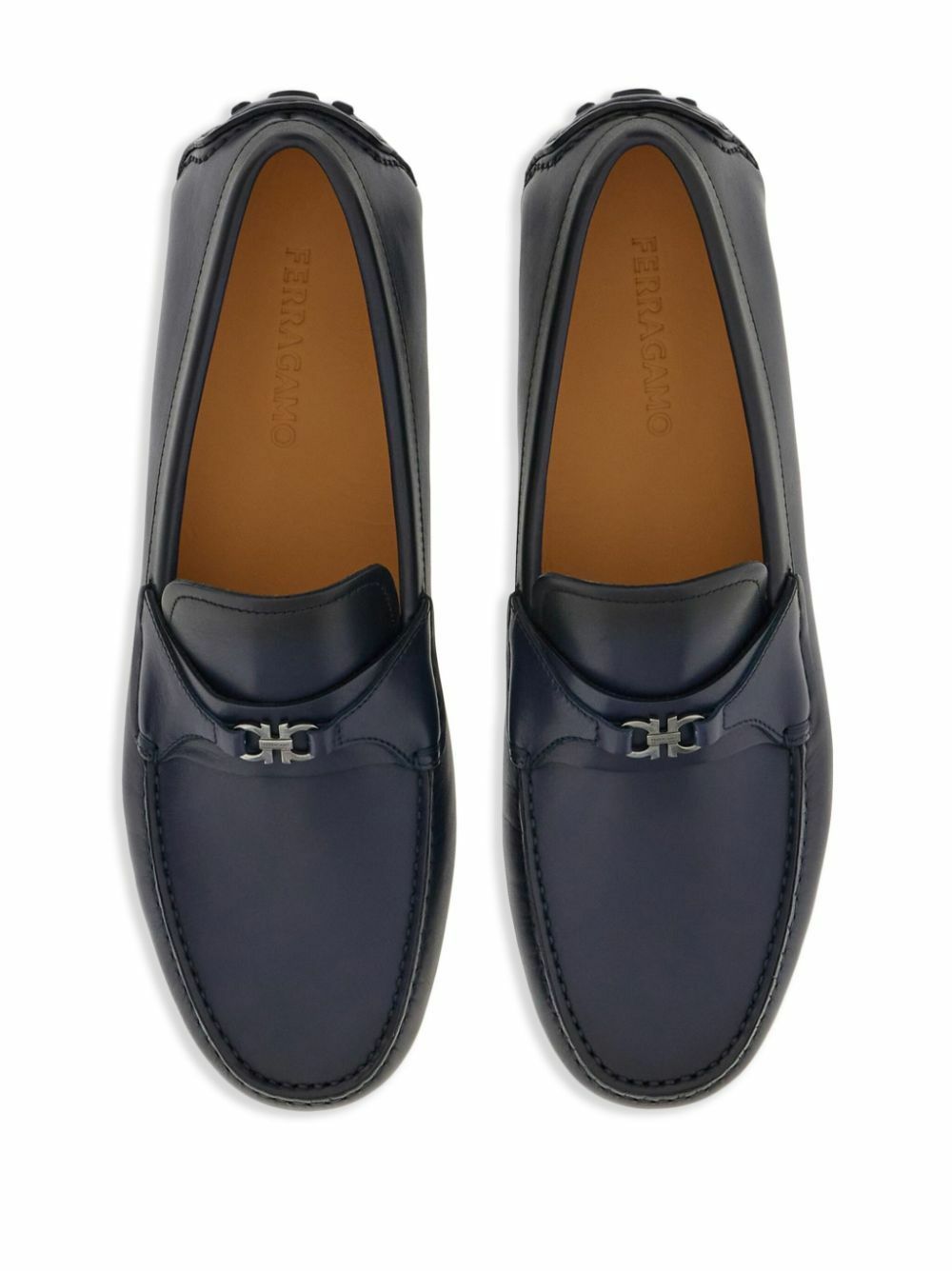Ferragamo Blue Leather Loafers Ferragamo Gancini-buckle Loafers | Blue | FARFETCH main image 4