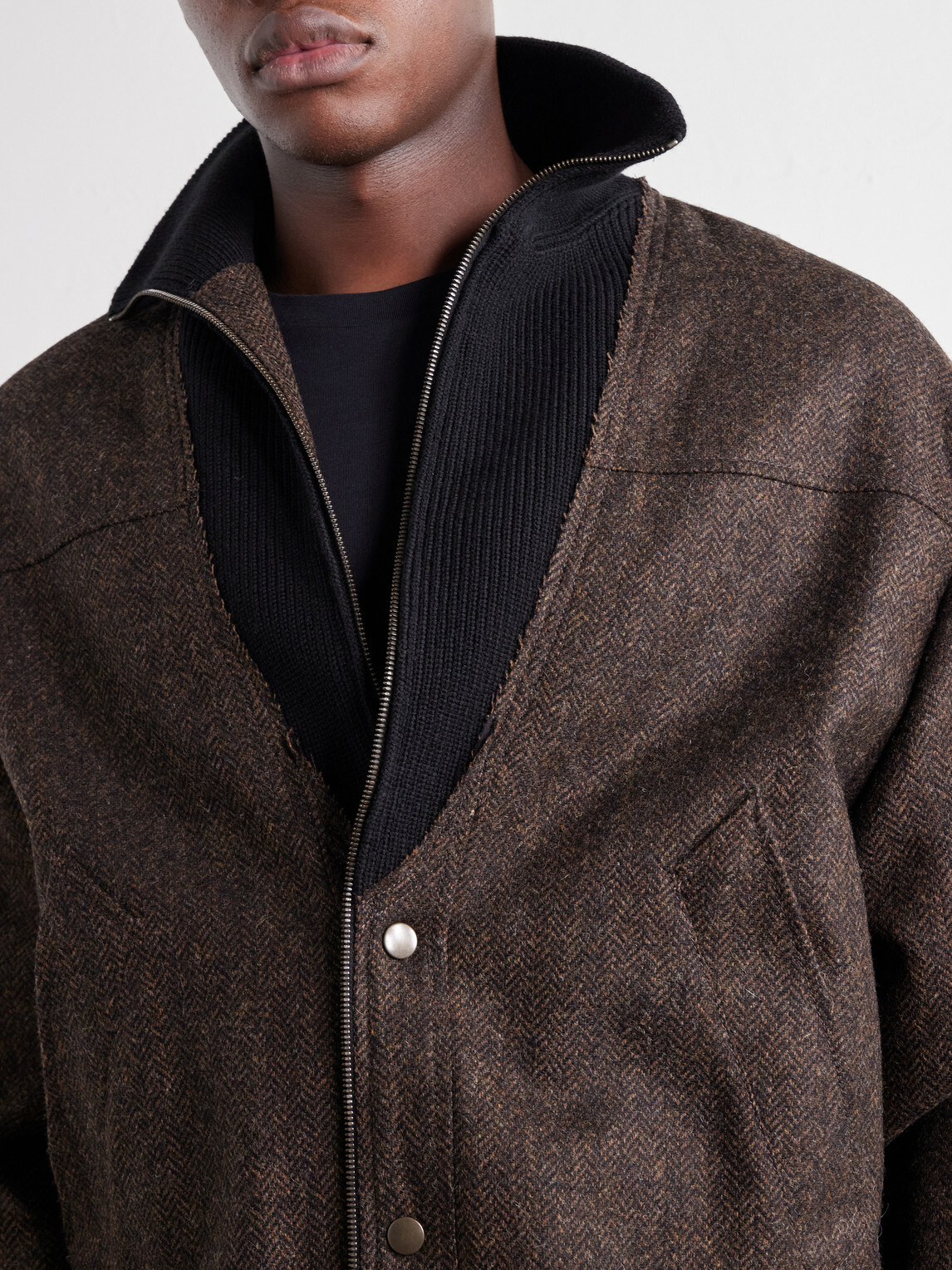 Maison Margiela - Wool Herringbone Bomber Jacket - Brown