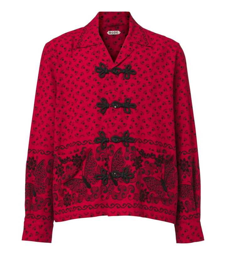 Photo: Bode Beaded Kerchief printed cotton flannel shirt